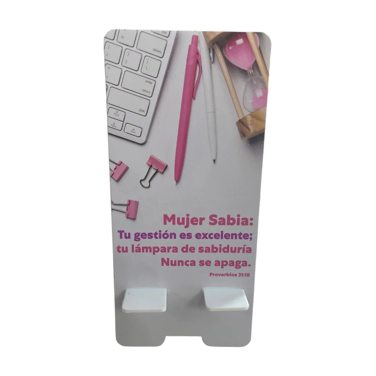 Porta celular con diseño inspirado en Proverbios 31:18 para mujer
