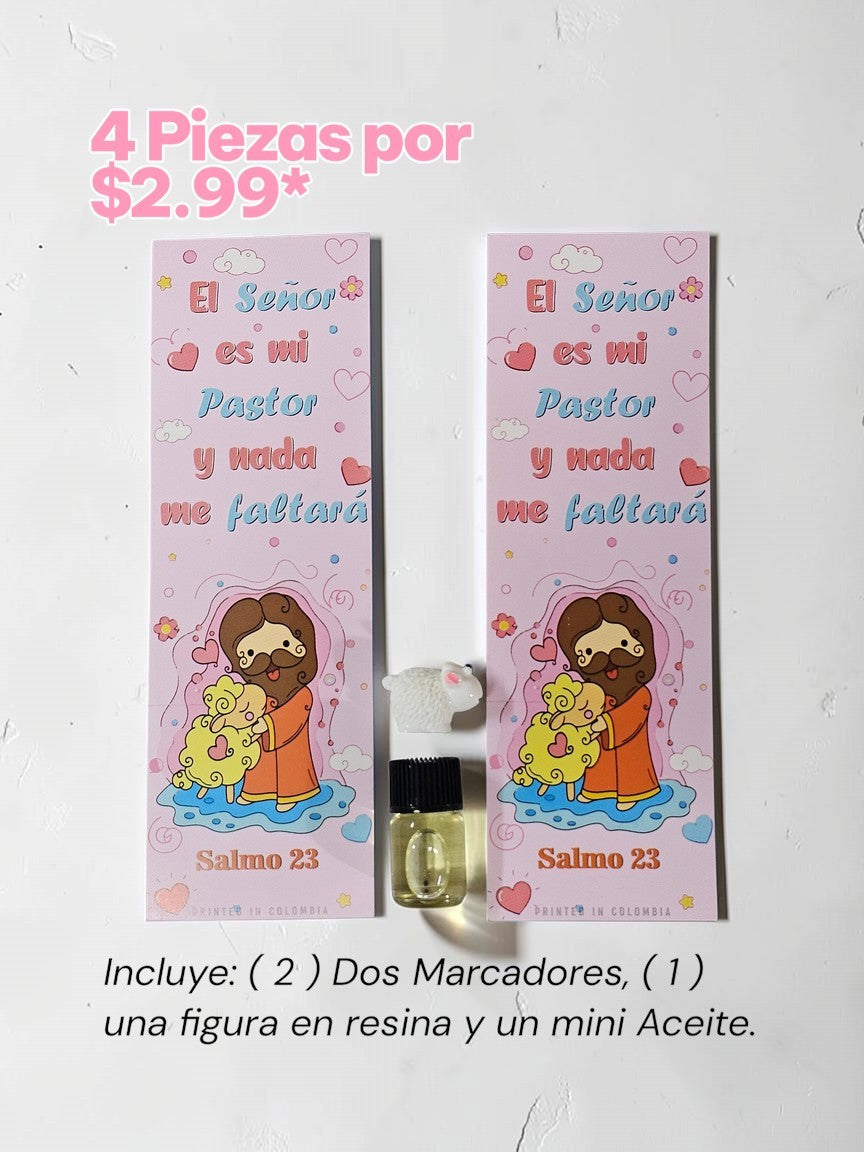Set de Marcador con Figura de Resina y mini Aceite.