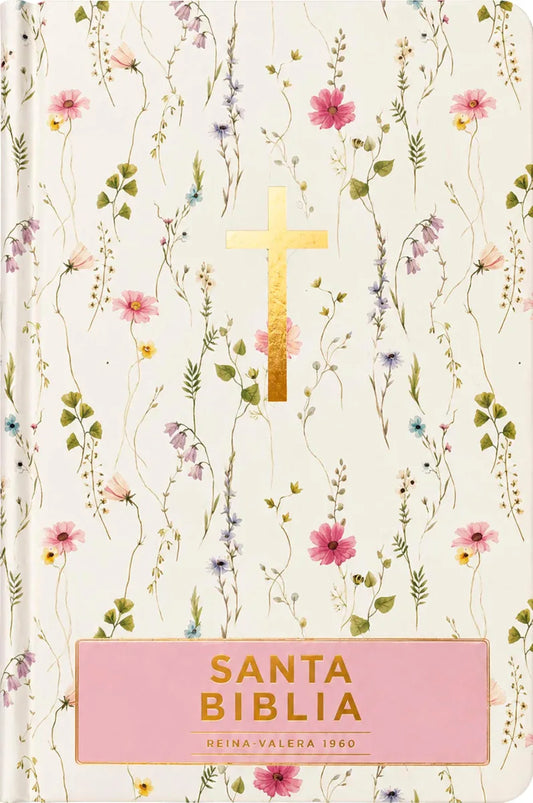 Santa Biblia Reina Valera 1960 con tapa dura y diseño floral
