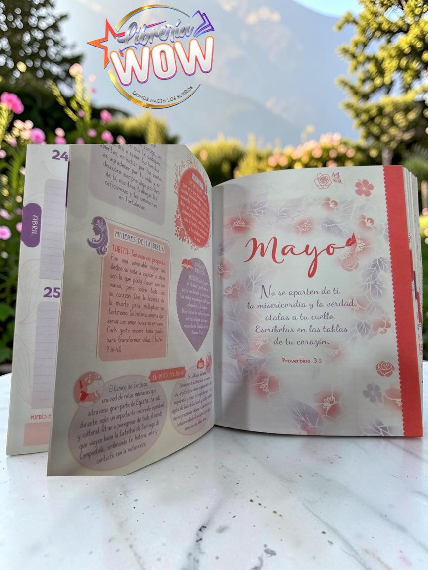 Agenda 2027 Momentos de Sabiduría - Diseño Floral Rosa