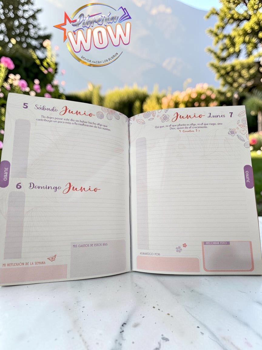 Agenda 2027 Momentos de Sabiduría - Diseño Floral Rosa