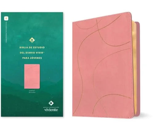 Biblia de Estudio del Diario Vivir para Jóvenes NTV - SentiPiel Rosa Pastel, Letra Roja