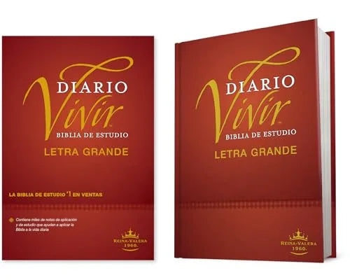 Biblia de Estudio del Diario Vivir RVR60, Letra Grande (Letra Roja, Tapa Dura)