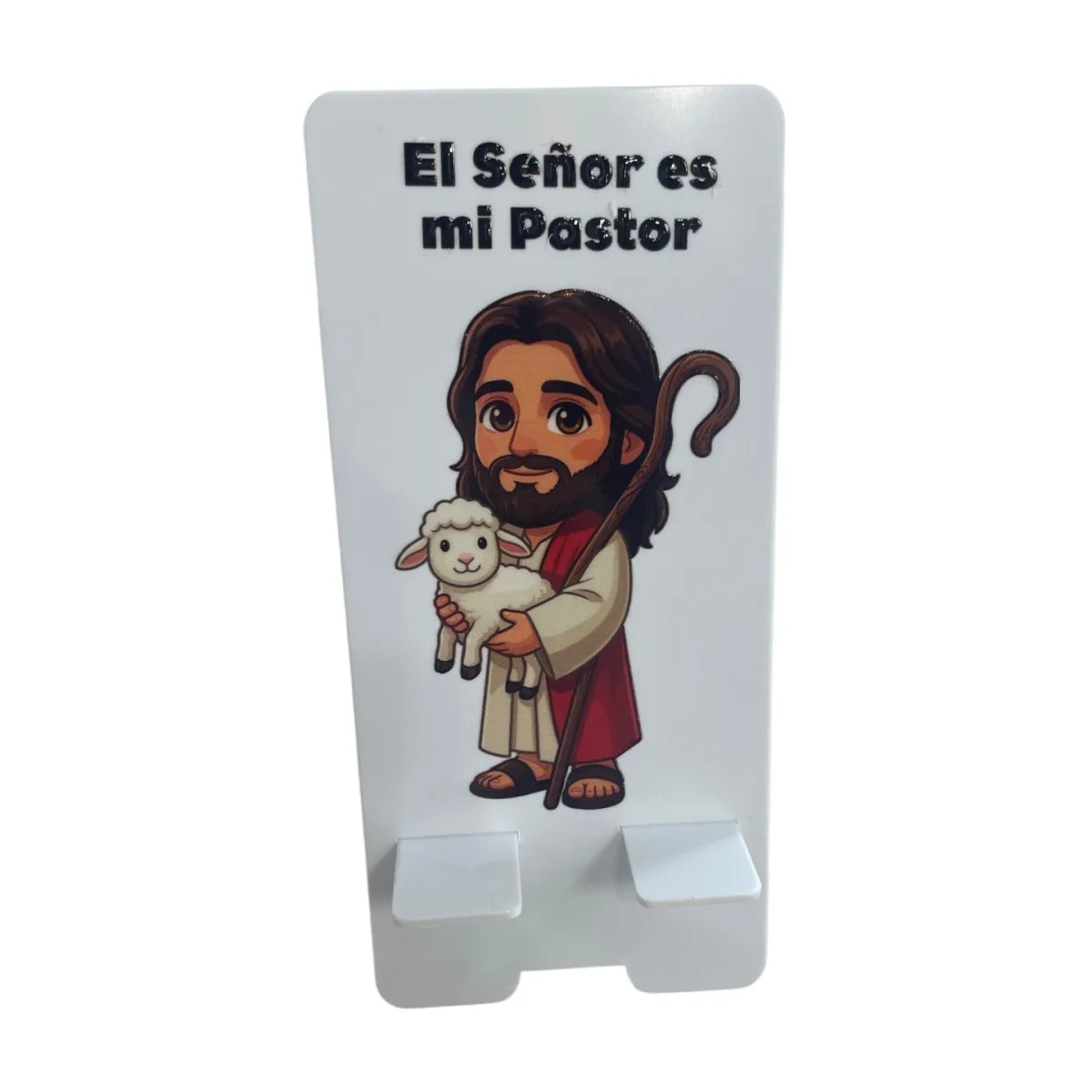 Porta celular con el mensaje El Señor es mi Pastor
