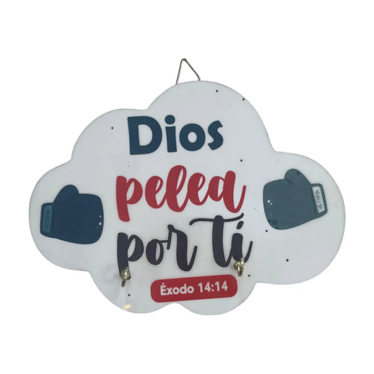 Portallaves en forma de nube con el texto Éxodo 14:14