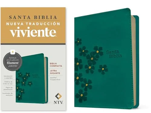 Biblia NTV de margen amplio con cubierta SentiPiel floral y letra roja, edición Tyndale