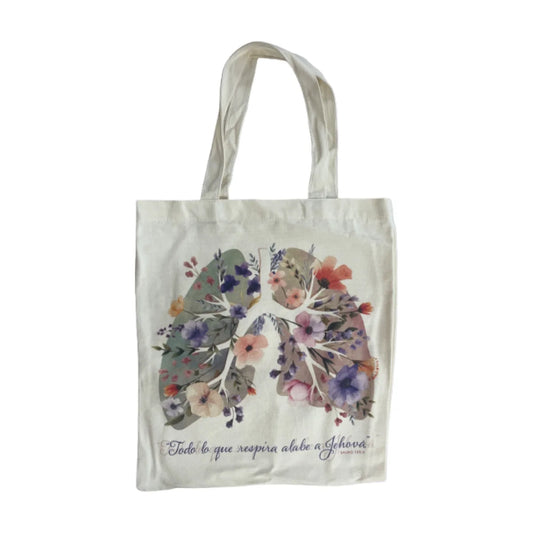 Tote bag con el texto del Salmo 150.6 impreso