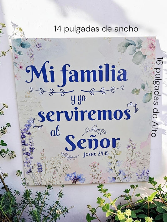 Cuadro decorativo Libreria Wow con frase religiosa floral y tipografía azul sobre fondo claro para el hogar