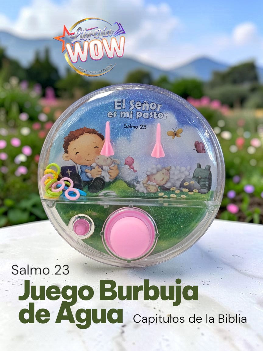 Juego de burbuja de agua Libreria Wow con ilustración del Salmo 23 del Buen Pastor y ovejas para niños