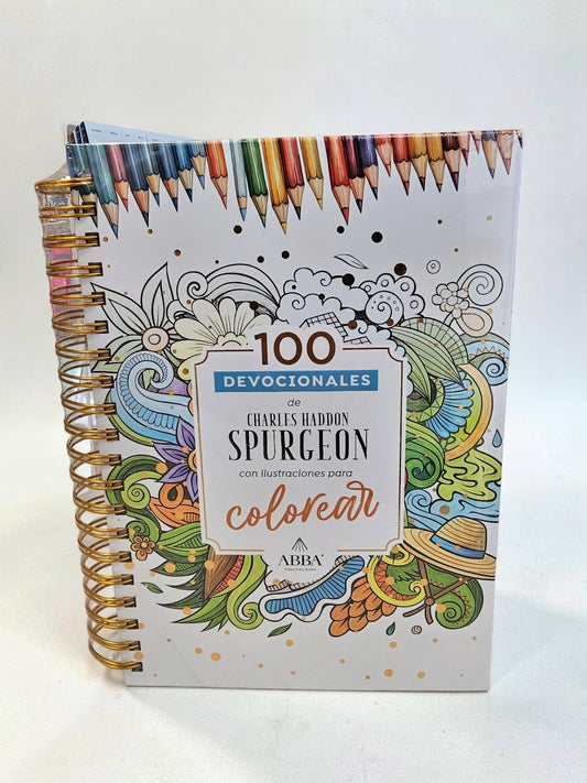 Libro de 100 devocionales de Charles Haddon Spurgeon de Libreria Wow con ilustraciones florales para colorear