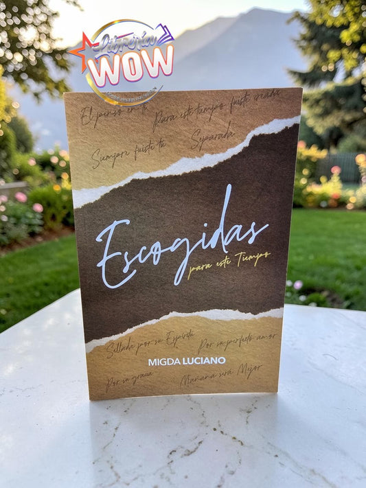 Libro Escogidas para este Tiempo de Migda Luciano con portada en tonos tierra, disponible en Libreria Wow
