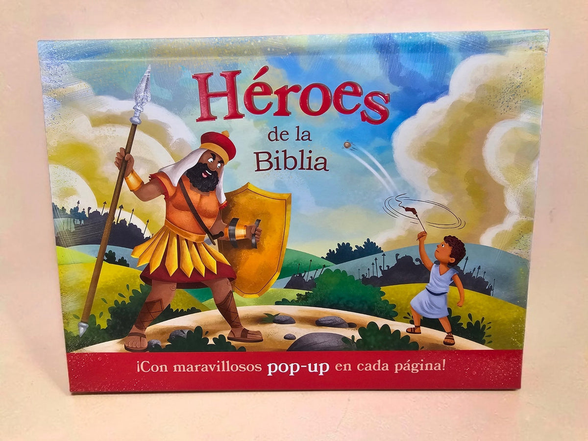 Libro infantil Libreria Wow Héroes de la Biblia con ilustraciones coloridas de David y Goliat y elementos pop-up