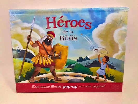 Libro infantil Libreria Wow Héroes de la Biblia con ilustraciones coloridas de David y Goliat y elementos pop-up